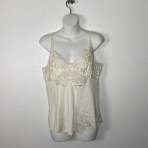 Vintage Shadowline Cream Camisole Cami with Lace Size Small